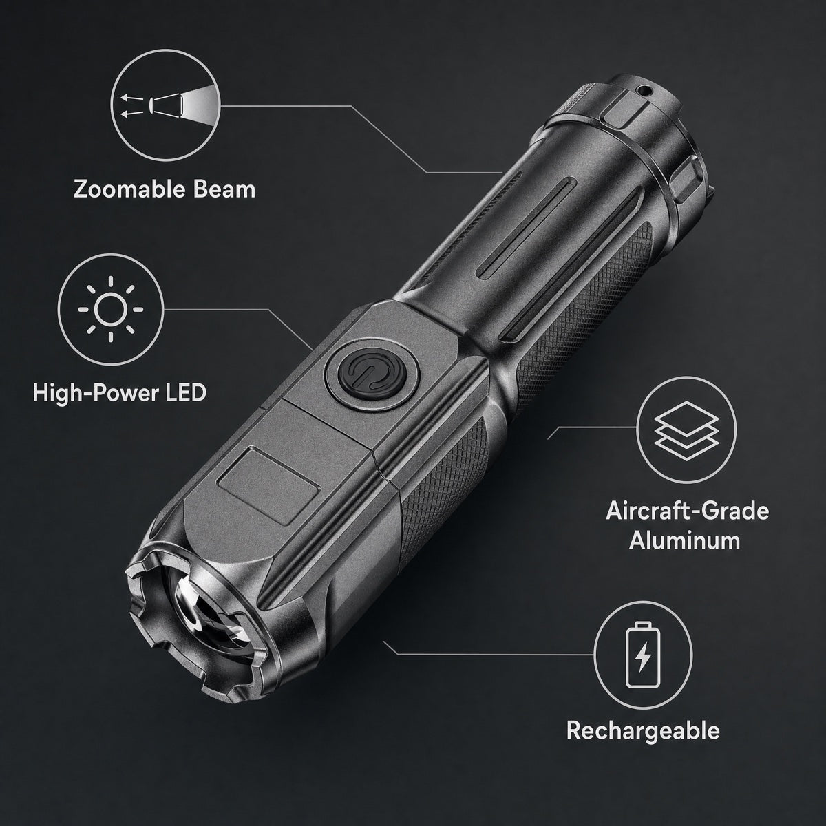 5k Lumen Flashlight - Rechargeable